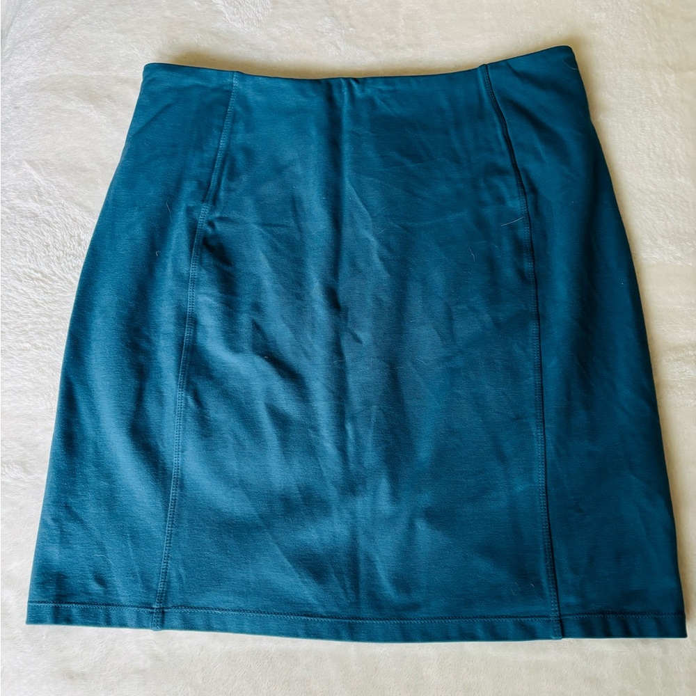 Liverpool Jeans Company Mallard Blue pencil skirt with back slit.